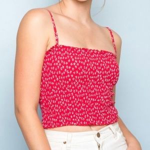 nwot brandy melville red ally floral tank top